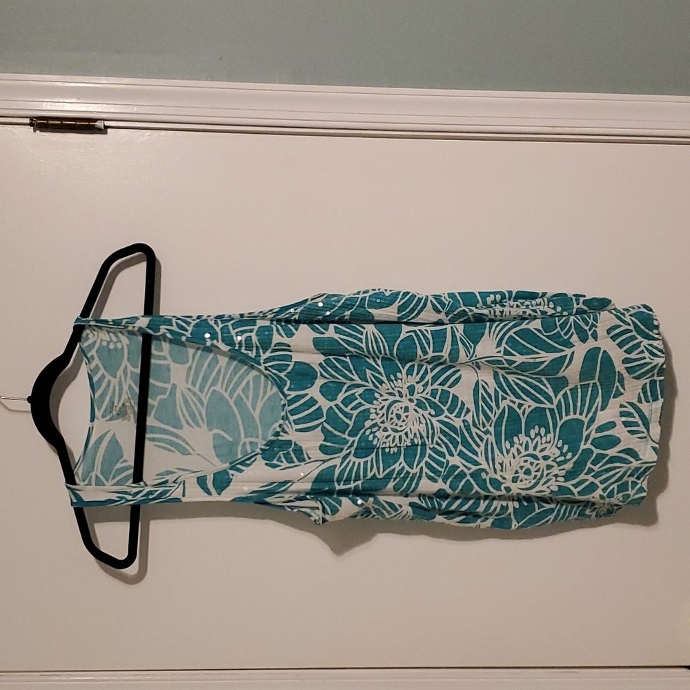 Floral teal tank top